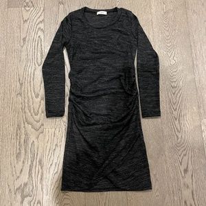 Hello Miz Black Heathered Ruched Tulip Hem Maternity Dress